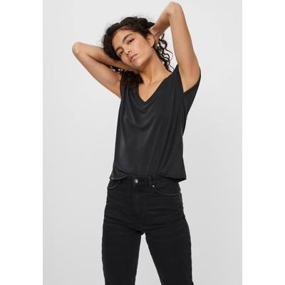 V-Shirt VERO MODA "VMFILLI", Damen, Gr. M, schwarz, Jersey, Obermaterial: 70% Modal, 30% Polyester, unifarben, figurumspielend hüftlang, V-Ausschnitt, angeschnitten, Shirts