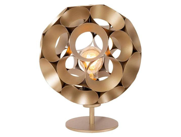 Lucide HANNELORE – Tischlampe – Durchmesser 25 cm – 1xE27 - 40W, Mattgold / Messing – mattgold-messing, 40W