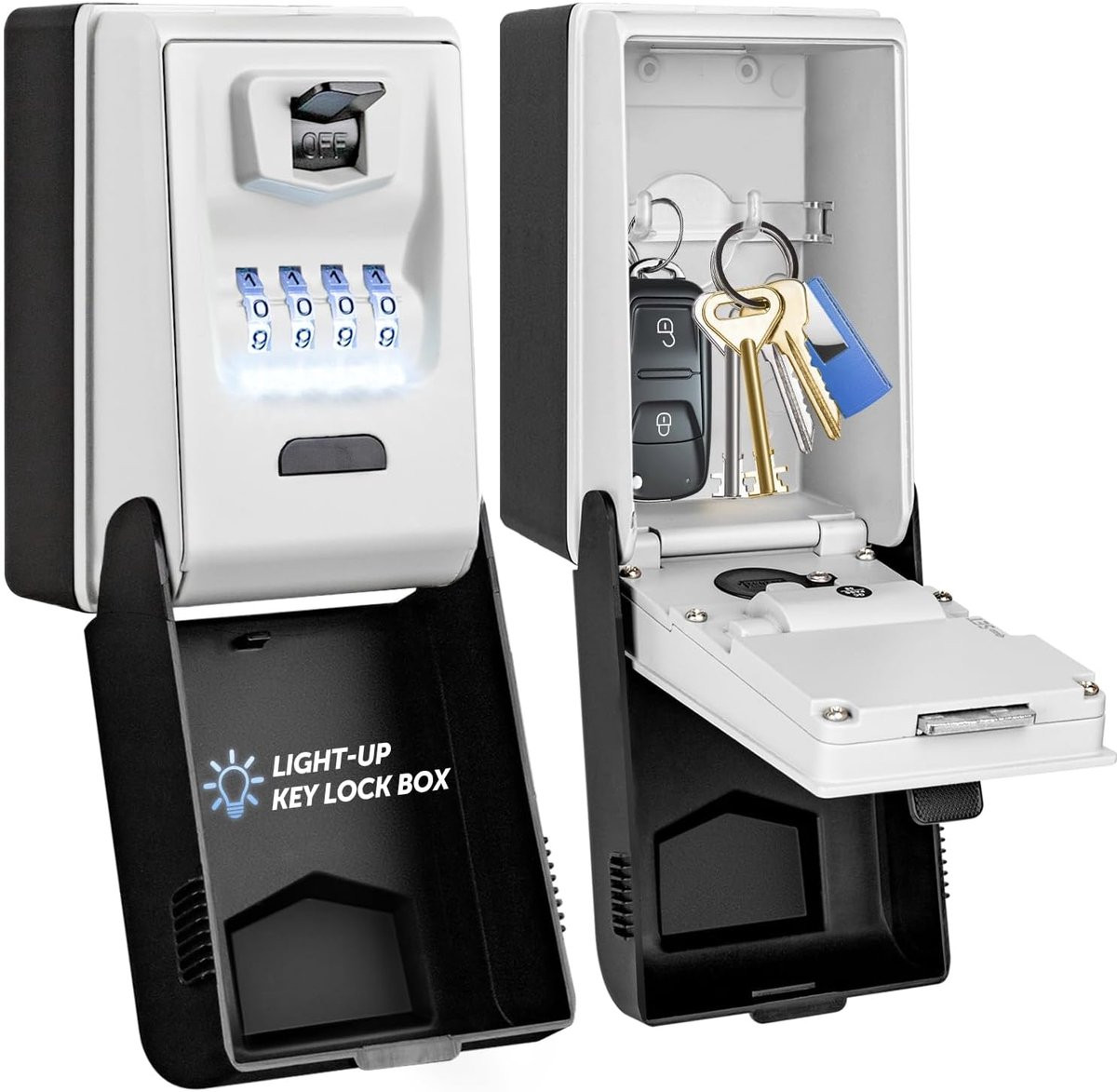 SnelShoppen Key Lock Box Wandmontage met Luminous Dial, Grote Waterdichte Sleutelkast met 4-Cijferig Combinatieslot