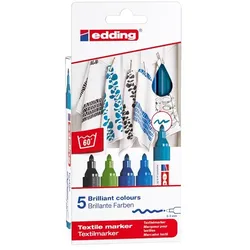 edding T-Shirtmarker 5 Stück sortiert kalte Farben