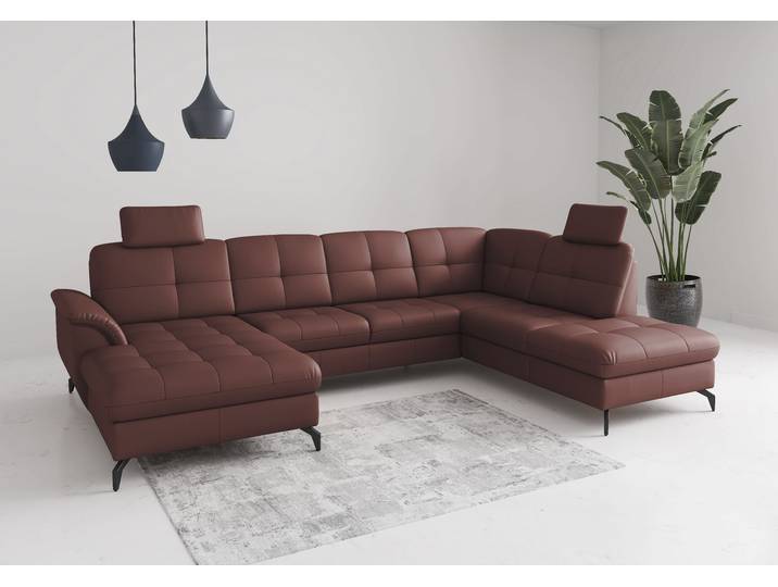 Wohnlandschaft SIT & MORE Zora , merlot, T:212cm, Sofas, Wohnlandschaft