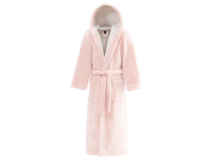 Peignoir mixte à capuche bicolore poudre l