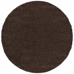 Carpetsale24 Teppich Hochflor Einfarbig Flauschiger Langflor Shaggy Flokati Wohnzimmerteppich, Braun, 160 cm Rund
