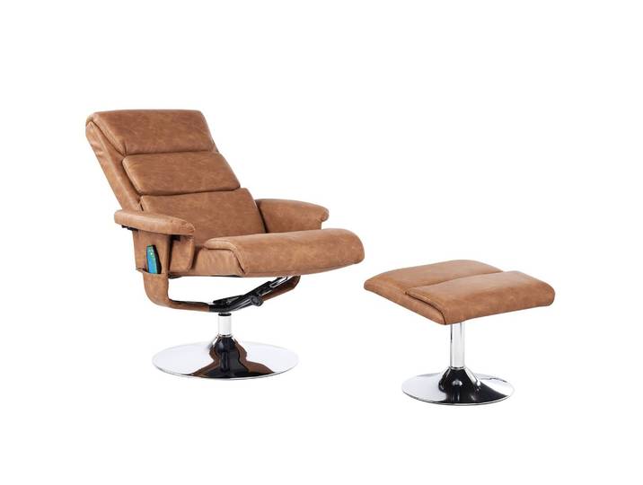 MASSAGESTUHL mit Fußstütze Kunstleder Braun Legend
