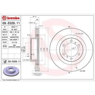 Brembo 1x Bremsscheibe [Hersteller-Nr. 09.E529.11] für Toyota