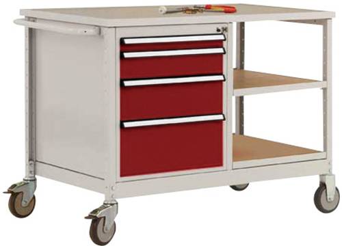 Manuflex TP1007.3003 Werkbank-Mobil Rubin-Rot