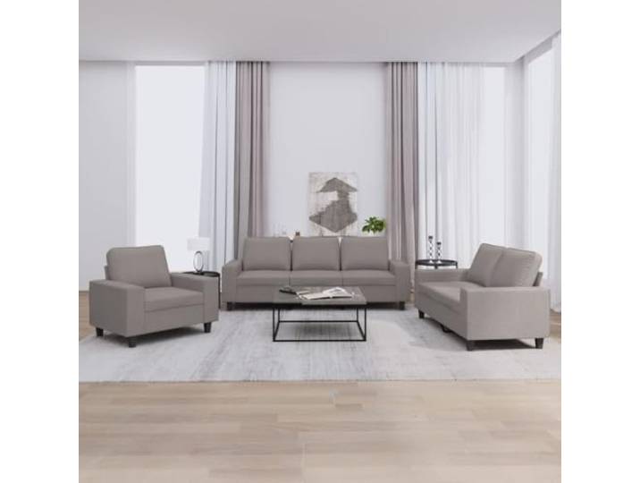 HEFZGDB 3-TLG. Sofagarnitur Taupe Stoff Sofaset Couchgarnitur Wohnlandschaft mit strapazierfähigem Bezug, robustem Sperrholz-Metall-Gestell, dick gepolsterter Sitzkomfort