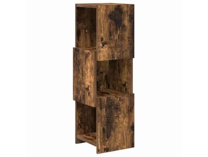 KUPTYERFG Eckschrank Geräucherte Eiche 25,5x25x80cm Holzwerkstoff Kompaktes Eckregal fürs Wohnzimmer und Schlafzimmer. Robustes Design mit 3 offenen Fächern für mehr Platz und Ordnung.