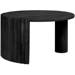 Couchtisch Orissa aus Mangoholz, modern rundes Design, schwarz, Ø 80 cm, hochwertige Verarbeitung