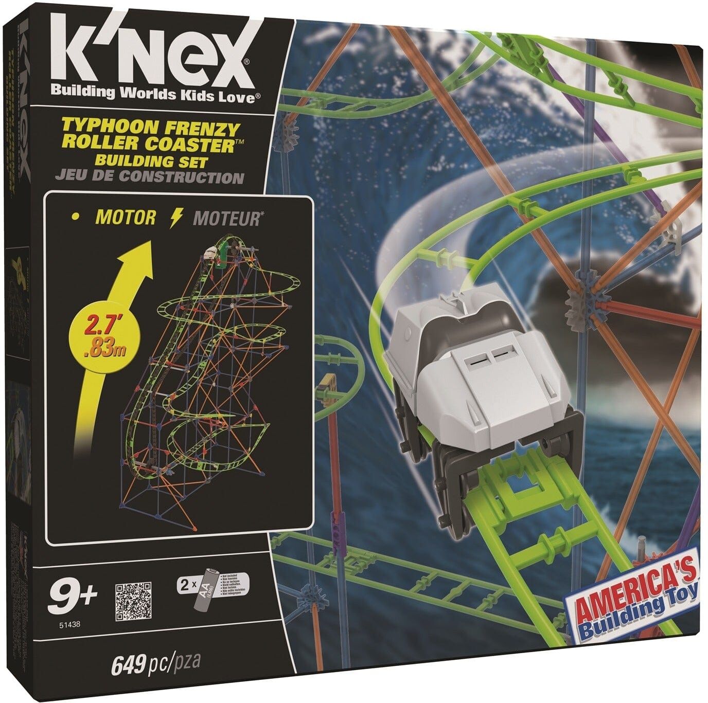 K'NEX Typhoon Frenzy Motorised Roller Coaster Building Set with 649 Pieces for Kids - Ages 6 and Up
