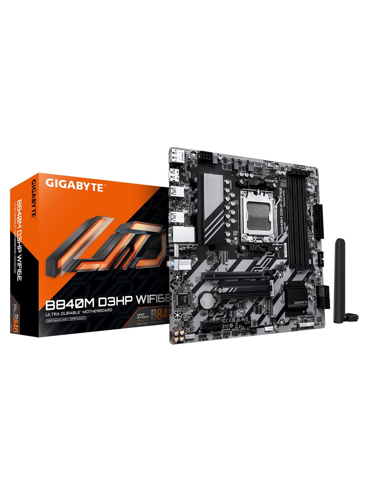 GIGABYTE B840M D3HP WIFI6E Mainboard - AMD B840 - AMD AM5 - DDR5 RAM - Micro-ATX