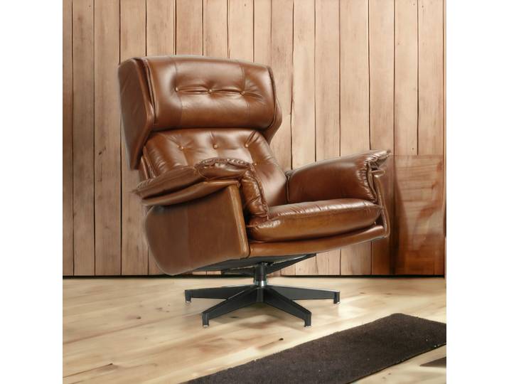 Fauteuil Lounge Sheffield en Cuir - Havana