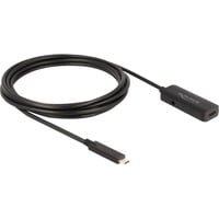 USB 3.2 Gen 2 Aktivverlängerungskabel, USB-C Stecker > USB-C Buchse schwarz, 3 Meter, 10 Gbps, mit DC Strombuchse