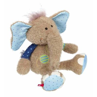 sigikid 42962 - Kuscheltier Elefant blau, Patchwork Sweety