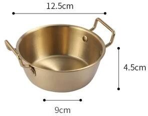 Uplifted Finds Stainless Steel Golden Instant Noodle Bowl With Handle 1 Pc 12.5 Cm