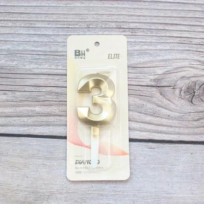 Uplift Treasures Gold Diamond Number Birthday Cake Candle 3