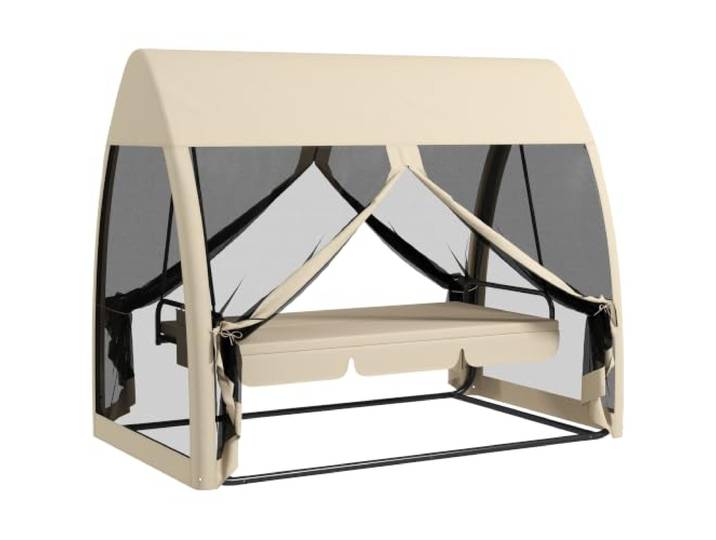 Outsunny 2 in 1 Hollywoodschaukel Liegefunktion 240 x 140 x 197 cm Kaffee