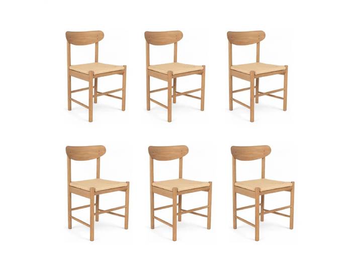 6er Set Esszimmerstühle Malou - Geflechtsitz, Wildeiche