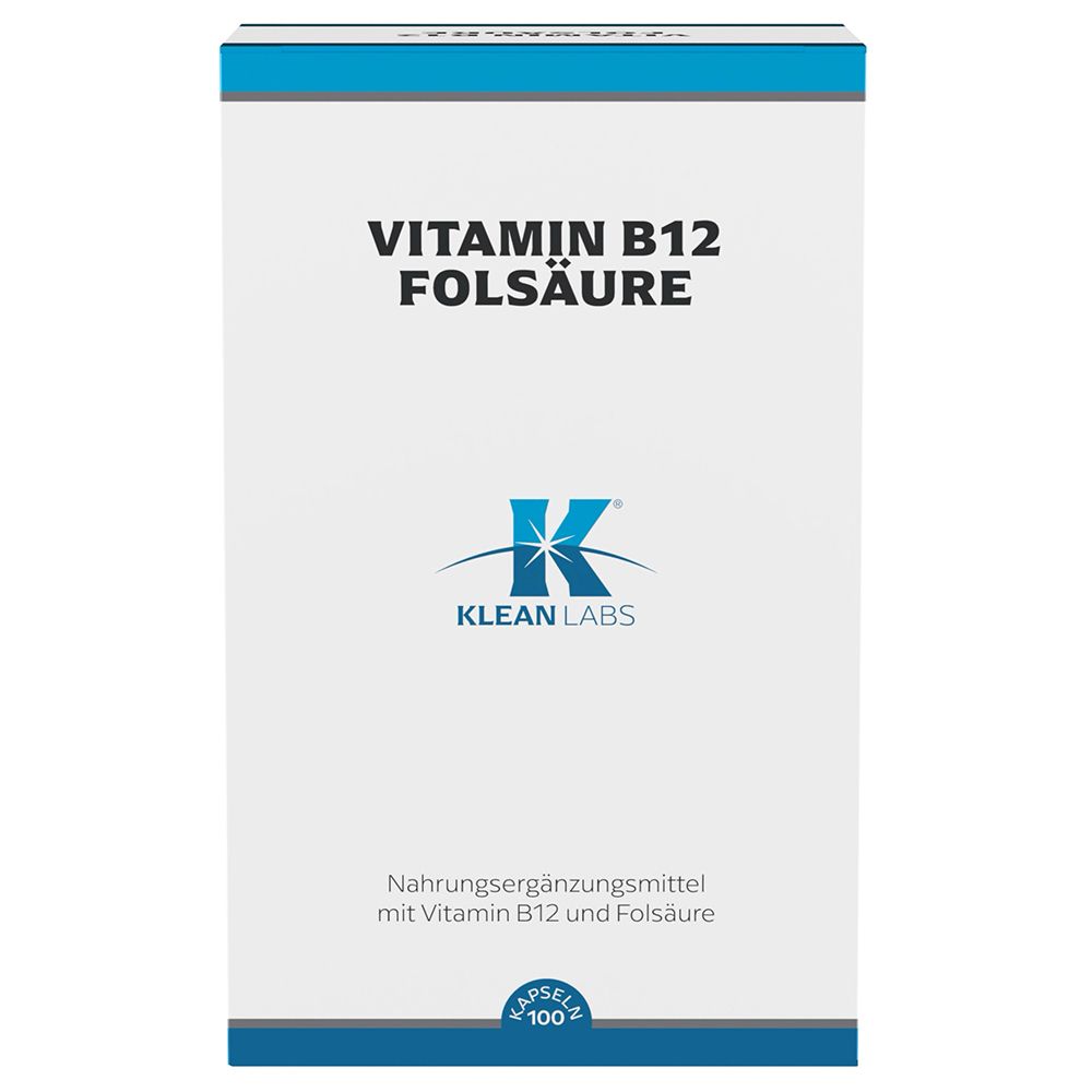 Vitamin B12+Folsäure Klean Labs Kapseln 100 St