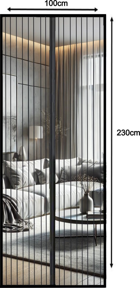 JEAS Luxe Magnetisch Vliegengordijn - Zwart - B: 100 cm, H: 230 cm