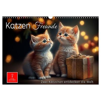 Katzen Freunde (Wandkalender 2027 DIN A3 quer), CALVENDO Monatskalender