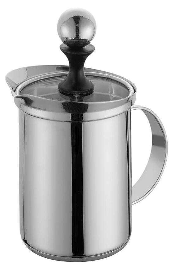 RVS cappuccino-melkopschuimer met glazen deksel