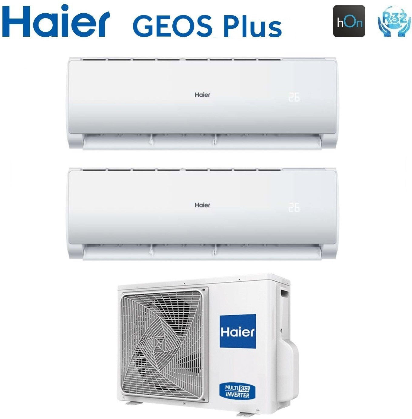 Haier Condizionatore Climatizzatore Dual Split Inverter Geos Plus R-32 9000+9000 BTU Con 2U40FEFFRA
