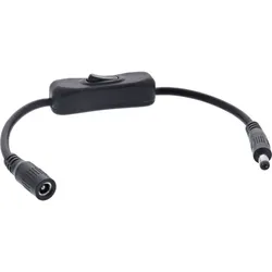 INLINE DC Kabel mit Schalter, DC ST/BU 5,5x2,5mm, AWG 18, schwarz, 0,20m