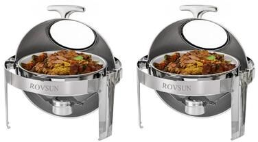 1/2 Set 6 QT Round Stainless Steel Roll Top Chafing Dish