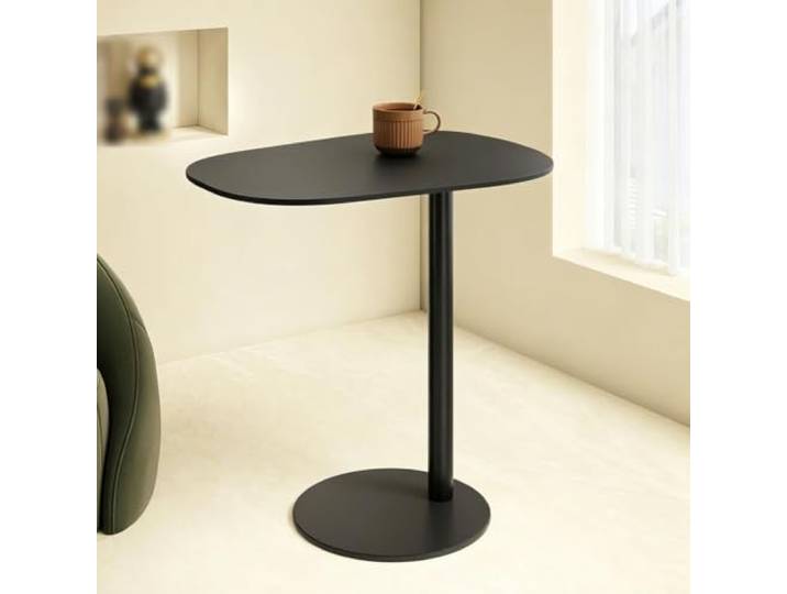 C-förmiger Metall-Beistelltisch, moderner Beistelltisch ovaler Tischplatte Großzügige ovale Ablagefläche, schlankes platzsparendes, robustes Ganzmetallgestell(Black,50*35*50cm/19.7*13.8*19.7in)