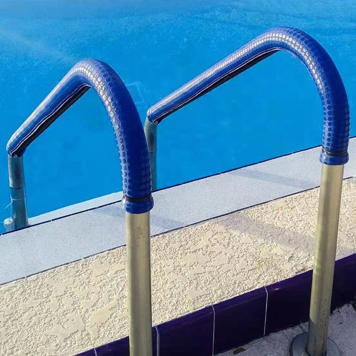 INF (6ft) Pool-Handlaufüberzug - Reißverschluss Gummi Anti-Rutschgriff, Blau / Marineblau