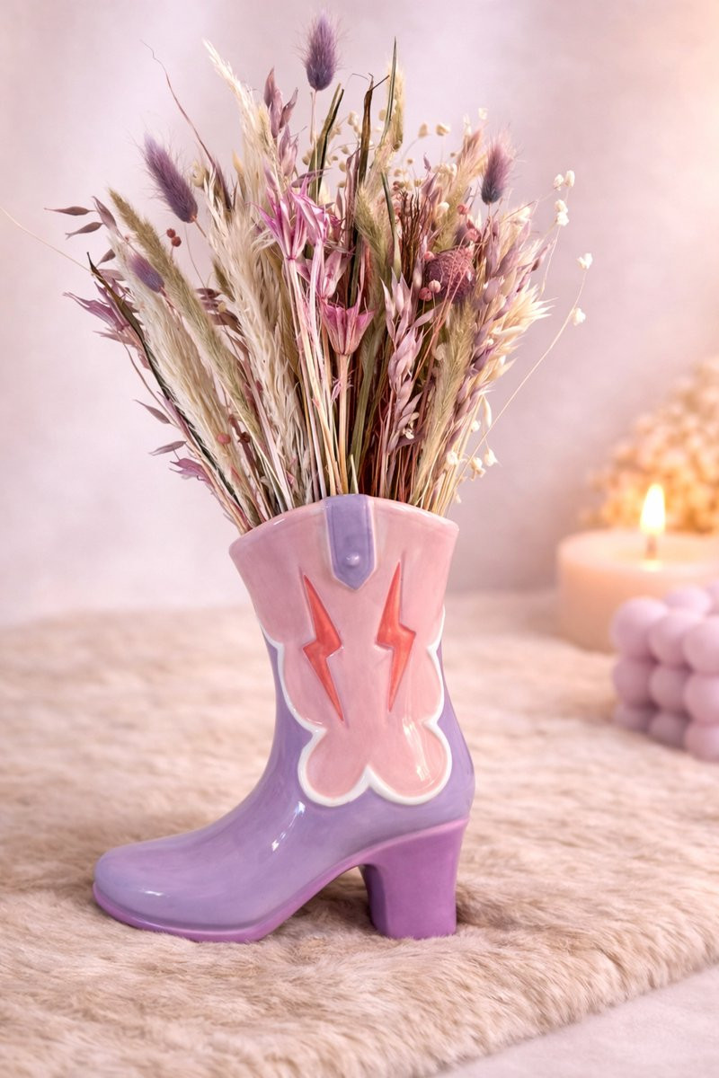 Bloemenvaas Lila Cowboylaars voor decoratie en kaarsen