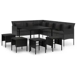 Helloshop26 - 6-teiliges schwarzes Gartenmöbel-Set aus Kunstharzgeflecht mit Kissen Gartenmöbel und Kissen 02_0014460