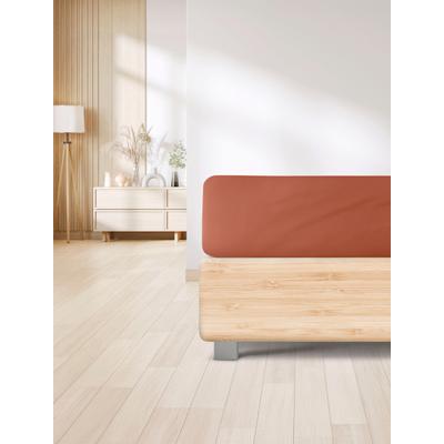 Spannbettlaken IRISETTE "Erba 30", orange (sienna), B:180cm L:200cm, Tencel, Obermaterial: 48% Baumwolle, 48% Lyocell, 4% Elasthan, Bettlaken, Spannbettlaken, glatt