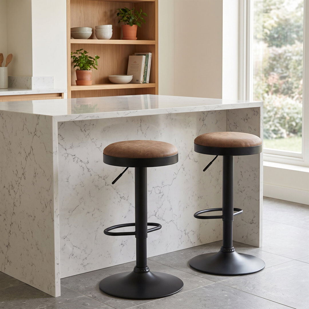 Mercury Chonie Catori Height Adjustable Swivel Bar Stool Brown 37cm W X 37cm D