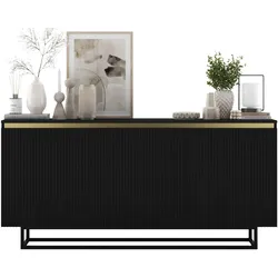 SIDEBOARD Selene 3D Schwarz Matt mit metallrahmen Glamour 167 cm