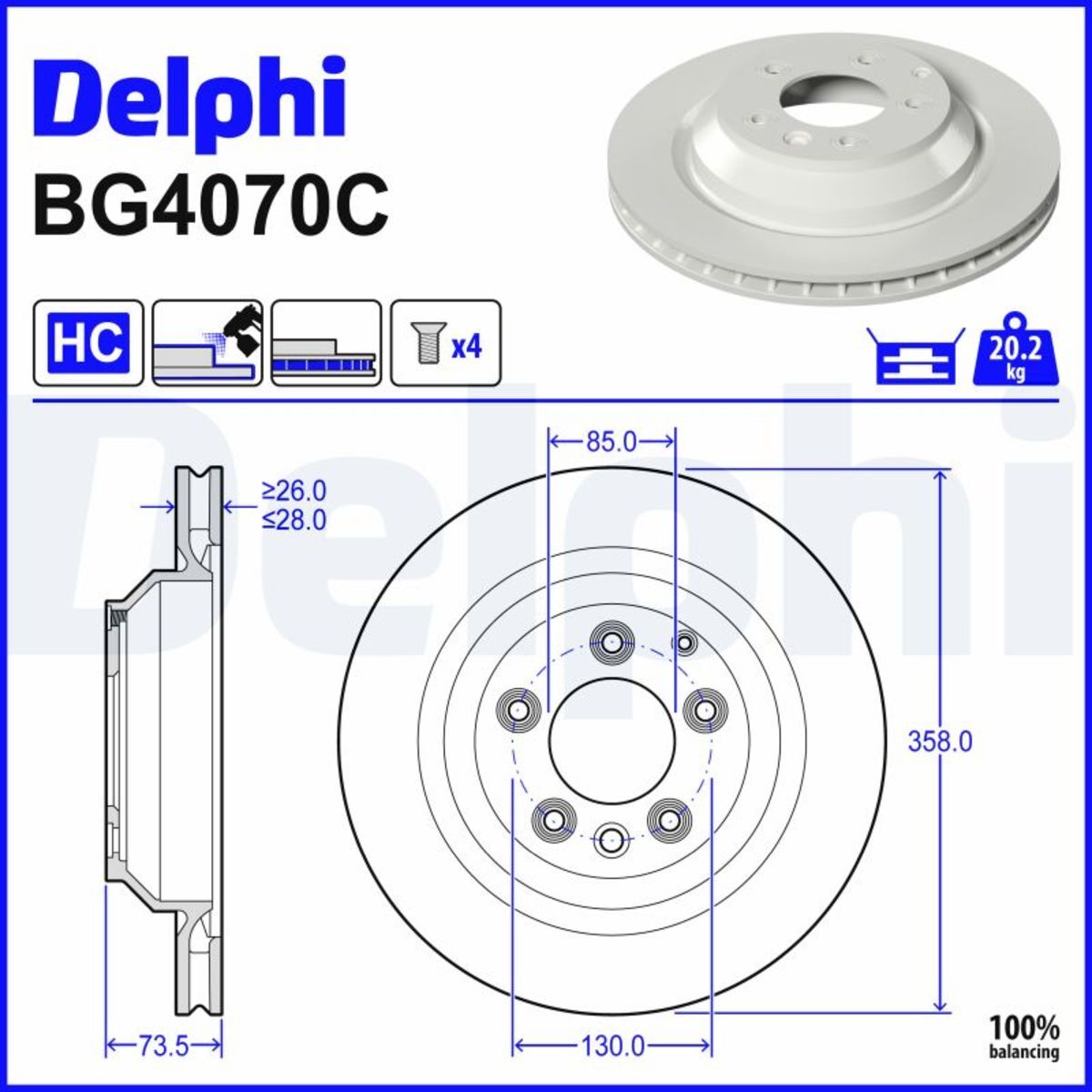 Delphi Disco freno BG4070C, 2 pezzo