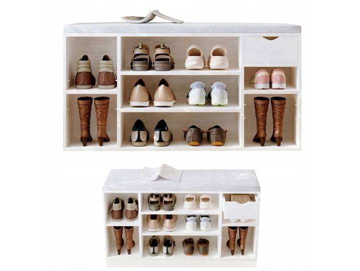 Meuble à chaussures avec siège style loft blanc banc d'entrée moderne