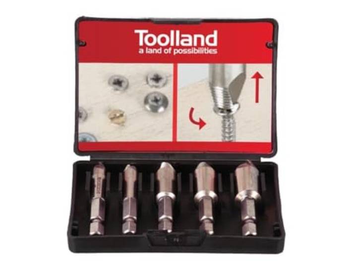 Toolland Schroefverwijderset, 5-delig, verwijderig beschadigde schroeven, geschikt voor boormachines