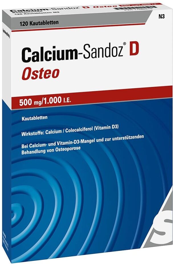 Calcium Sandoz Calcium-Sandoz® D Osteo Kautabletten 500mg/1.000 I.E. 120stk