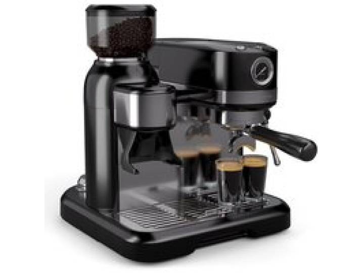 Bella Machine À Café À Grains 1550W 19 Bars Broyeur 200G Mousseur À Lait Réservoir 1 4L Thermoblock 2 Tasses Inox Noir