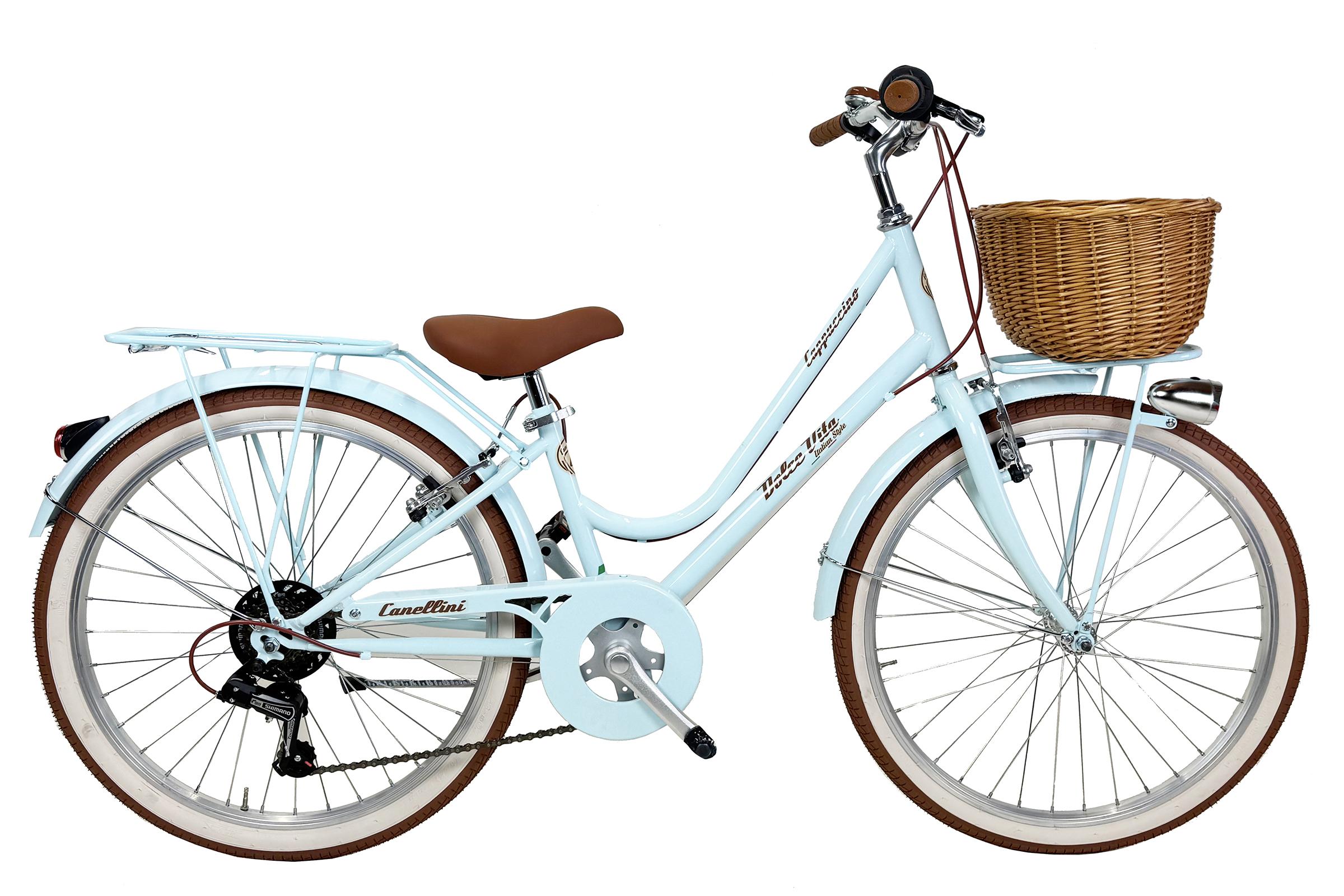 Mädchenfahrrad Dolce Vita by Canellini ROMA 24" 6V mit korb - Hellblau
