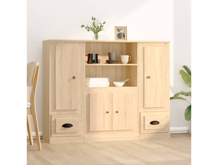 vidaXL Highboards 3 Stk. Sonoma-Eiche Holzwerkstoff