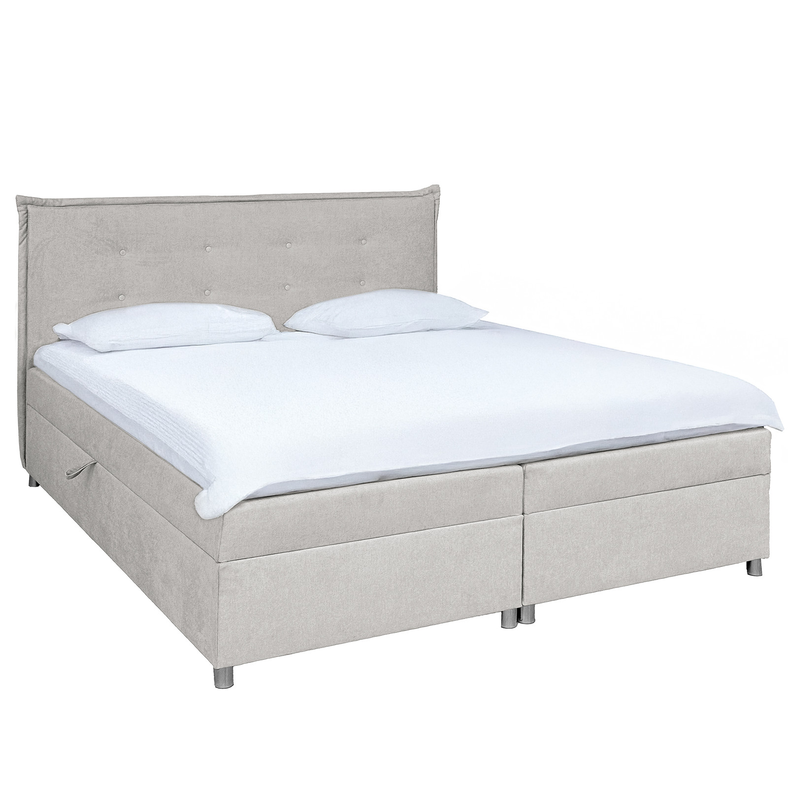 home24 Bed Rajkovi met lift-up basis, microvezel, zilver/grijs, 180 x 200 cm
