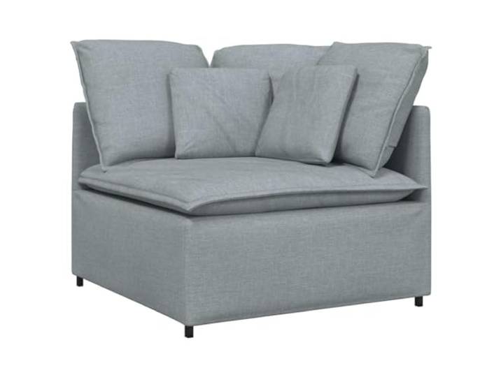 KTHLBRH Modulares Sofa 300 cm mit Fußhocker, hellgrau Gestell aus Metall, Bezug aus Polyester, 4 Abschnitte, 17 Kissen inklusive