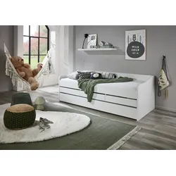 Relita Funktionsbett JILL 90x200 ohne Lattenrost, 3 Schubladen u. Bettschublade Dekor Weiß