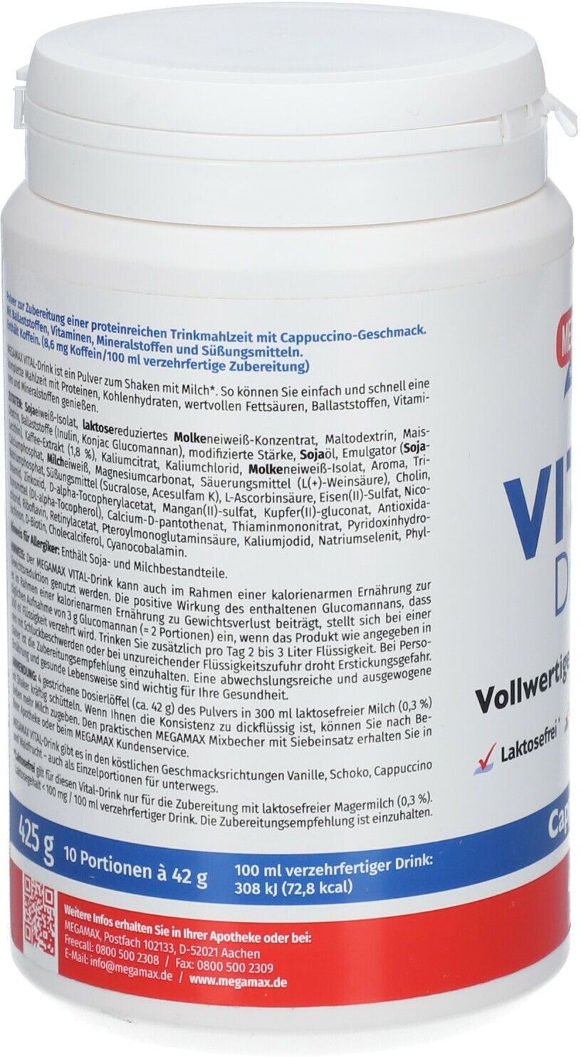 Megamax Vital Drink Cappuccino Pulver 425 g