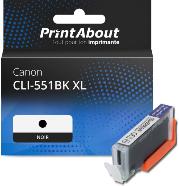 Cartouche PrintAbout compatible pour Canon CLI-551BK XL - Noir - Grande capacité