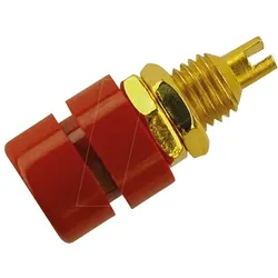 BIL 30 AU RT - Einbaubuchse, 4 mm, Lötanschluss, rot, vergoldet