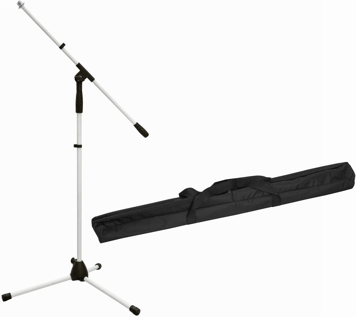 Omnitronic Set Mikrofonstativ Ms-1w Mit Galgen Weiß + Tasche
